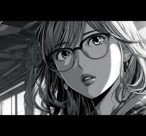 韩漫创作场景插画，展示漫画书架与画笔